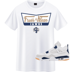Jordan 4 Navy SB - Fresh n Klean - Original Jawns - White T-Shirt - T-Shirt - Jawns on Fire Sneakers & Shoes