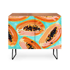 83 Oranges Big Papaya Watercolor Painting Credenza
