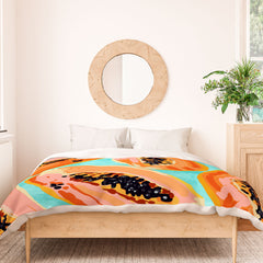 83 Oranges Big Papaya Watercolor Painting Duvet Cover