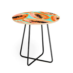 83 Oranges Big Papaya Watercolor Painting Round Side Table