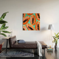 83 Oranges Big Papaya Watercolor Painting Wood Wall Mural