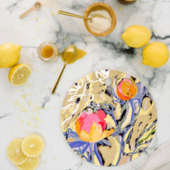 83 Oranges Blooms in The Butter Forest Cutting Board Round