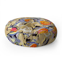 83 Oranges Blooms in The Butter Forest Floor Pillow Round