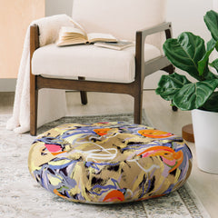 83 Oranges Blooms in The Butter Forest Floor Pillow Round
