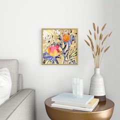 83 Oranges Blooms in The Butter Forest Square Metal Framed Art Print