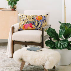 83 Oranges Blooms in The Butter Forest Oblong Throw Pillow