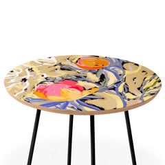 83 Oranges Blooms in The Butter Forest Round Side Table