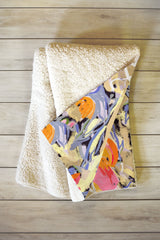 83 Oranges Blooms in The Butter Forest Fleece Throw Blanket