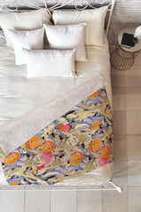 83 Oranges Blooms in The Butter Forest Fleece Throw Blanket