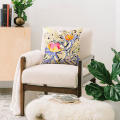 83 Oranges Blooms in The Butter Forest Throw Pillow