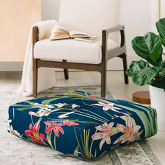 83 Oranges Blossom Botanical Floor Pillow Square