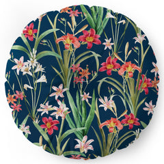 83 Oranges Blossom Botanical Floor Pillow Round