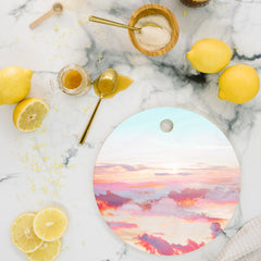 83 Oranges Blush Clouds Cutting Board Round