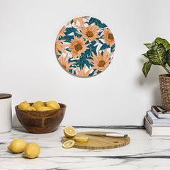 83 Oranges Blush Sunflowers Cutting Board Round
