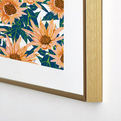 83 Oranges Blush Sunflowers Metal Framed Art Print