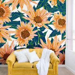 83 Oranges Blush Sunflowers Wall Mural