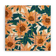 83 Oranges Blush Sunflowers Wood Wall Mural