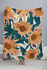 83 Oranges Blush Sunflowers Throw Blanket