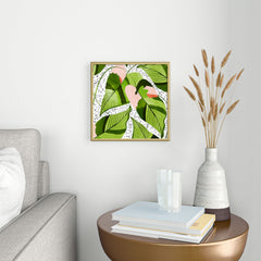 83 Oranges Blushing Leaves Square Metal Framed Art Print