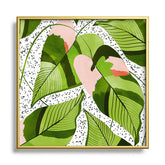 83 Oranges Blushing Leaves Square Metal Framed Art Print