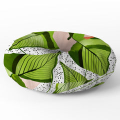 83 Oranges Blushing Leaves Floor Pillow Round
