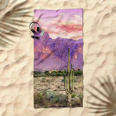 83 Oranges Cactus Sunset Beach Towel