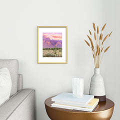 83 Oranges Cactus Sunset Metal Framed Art Print