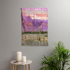 83 Oranges Cactus Sunset Wall Hanging Portrait