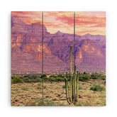 83 Oranges Cactus Sunset Wood Wall Mural