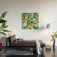 83 Oranges Cheetah Jungle Wood Wall Mural