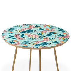 83 Oranges Cheetahs In Grapefruit Grove Round Side Table