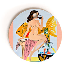 83 Oranges Fishy Shananigans Art Cutting Board Round