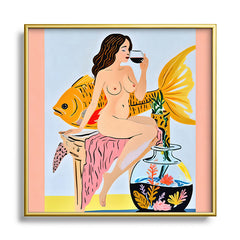 83 Oranges Fishy Shananigans Art Square Metal Framed Art Print