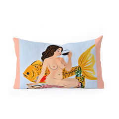 83 Oranges Fishy Shananigans Art Oblong Throw Pillow