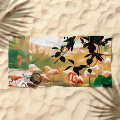 83 Oranges Flamingo Sighting Jungle Nature Beach Towel