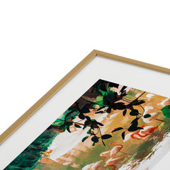 83 Oranges Flamingo Sighting Jungle Nature Metal Framed Art Print