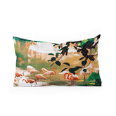 83 Oranges Flamingo Sighting Jungle Nature Oblong Throw Pillow