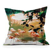83 Oranges Flamingo Sighting Jungle Nature Throw Pillow
