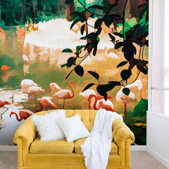83 Oranges Flamingo Sighting Jungle Nature Wall Mural