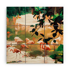 83 Oranges Flamingo Sighting Jungle Nature Wood Wall Mural
