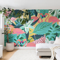 83 Oranges Flamingo Tropical Wall Mural