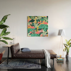 83 Oranges Flamingo Tropical Wood Wall Mural