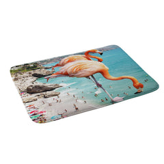 83 Oranges Flamingos on the Beach Wildlife Memory Foam Bath Mat