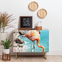 83 Oranges Flamingos on the Beach Wildlife Credenza