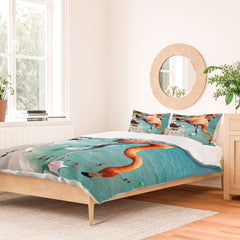 83 Oranges Flamingos on the Beach Wildlife Duvet Cover