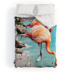 83 Oranges Flamingos on the Beach Wildlife Duvet Cover
