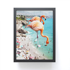 83 Oranges Flamingos on the Beach Wildlife Framed Mini Art Print