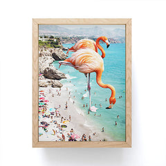83 Oranges Flamingos on the Beach Wildlife Framed Mini Art Print