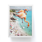 83 Oranges Flamingos on the Beach Wildlife Framed Mini Art Print