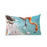 83 Oranges Flamingos on the Beach Wildlife Oblong Throw Pillow